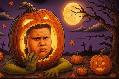 Rizzoween pumpkin scene